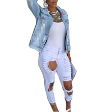 Fashion Sexy Women's Destroyed Distressed Denim Pants Ripped Jeans Skinny Pencil Trouser PL1 SM6