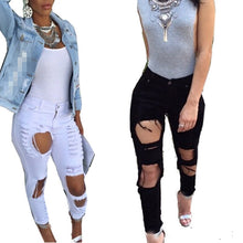 Fashion Sexy Women's Destroyed Distressed Denim Pants Ripped Jeans Skinny Pencil Trouser PL1 SM6
