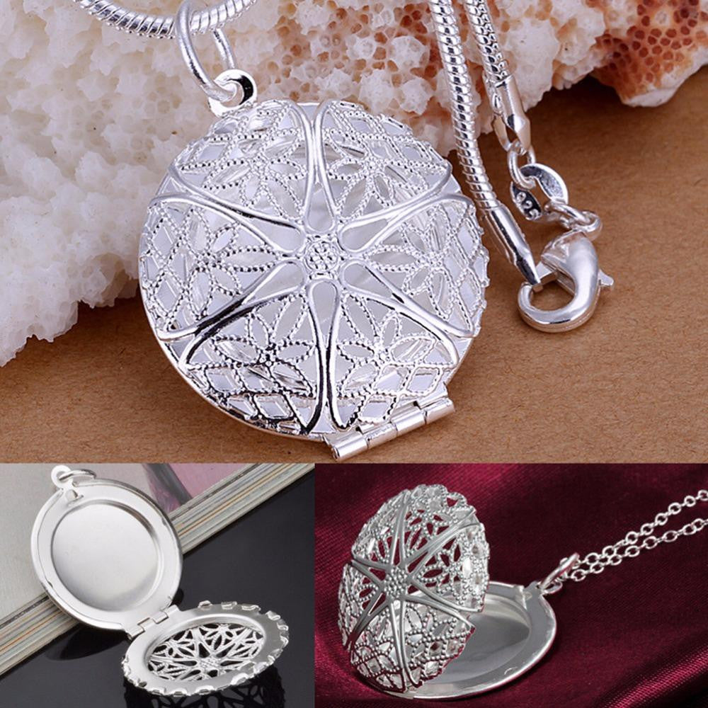 Silver Chain Pendant Necklace Box Chain Mother Girls Gift Jewelry SM6