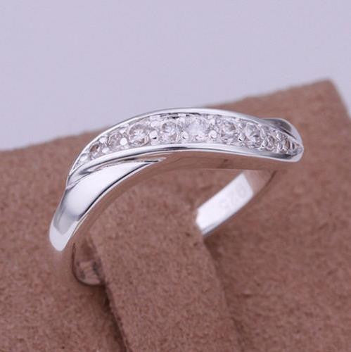 Silver Ring Sterling Silver Women Jewelry Inlaid Stone Twisted Wave Ring  SM6
