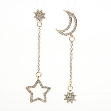 Small Fresh Snowflake Tassel Long Section Earrings For Women Women Stars Moon Asymmetrical Stud Earrings SM6