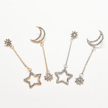 Small Fresh Snowflake Tassel Long Section Earrings For Women Women Stars Moon Asymmetrical Stud Earrings SM6
