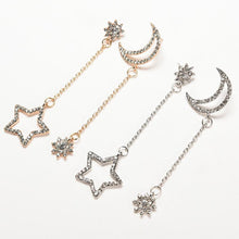 Small Fresh Snowflake Tassel Long Section Earrings For Women Women Stars Moon Asymmetrical Stud Earrings SM6