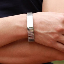 Fashion Stainless Steel Silver and Black Leather Cuff Bangle Bracelet Men Wristband Gift SM6