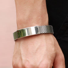 Fashion Stainless Steel Silver and Black Leather Cuff Bangle Bracelet Men Wristband Gift SM6