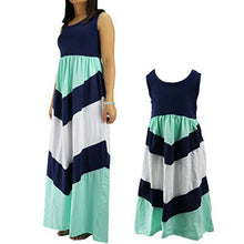 Fashion Style Family Matching Outfits Mother And Daughter Sleeveless Striped Patchwork Long Dress LE4 SM6