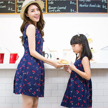 Fashion Style Family Matching Outfits Mother And Daughter Sleeveless Print Mini Tutu Dress LE4 SM6
