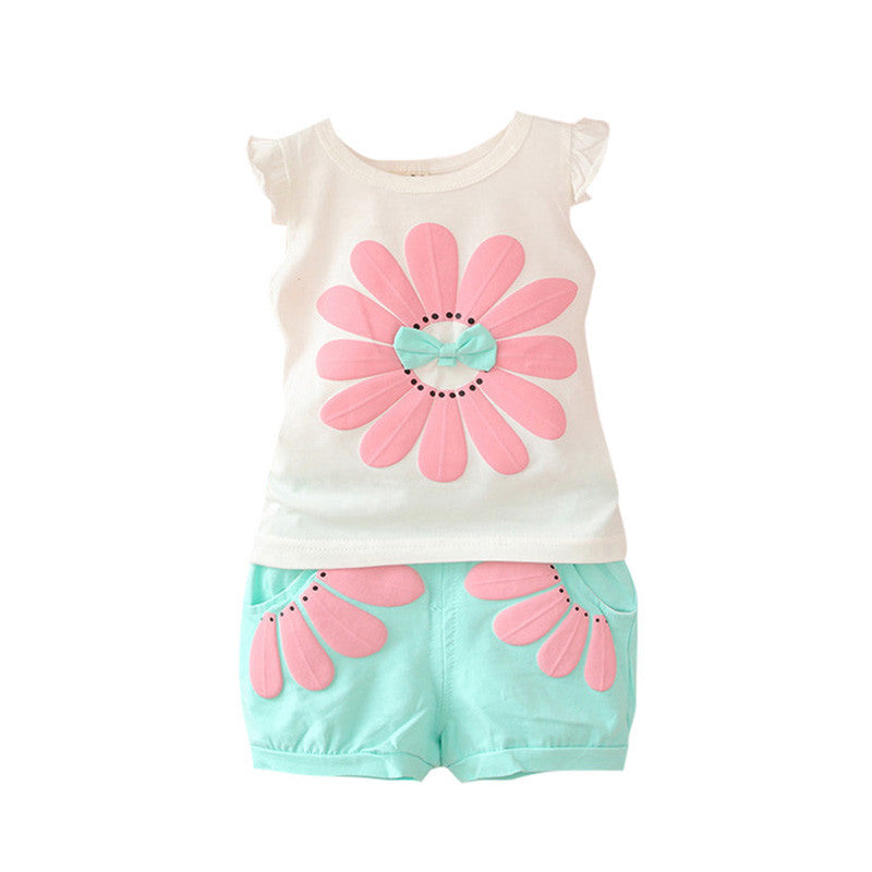 Toddler Baby Girls Clothing Set Sunflower Girls Clothes Sets Kids Casual Sport Suit Set SM6