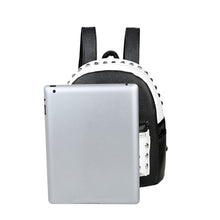 Women BlackWhite Backpack PU Leather Rivet Patchwork Casual Student Girls Schoolbag Teenagers Small Vintage Backpacks SM6