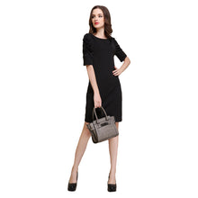 Women Bodycon Dress O-Neck Half Puff Sleeves OL Ladies Office Dress Zipper Party Elegant Dress Vestidos Black SM6