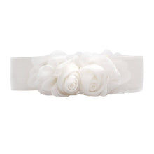 Fashion Women Girl Chiffon Flower Double Rose Flower Elastic Stretch Waist Belt SM6
