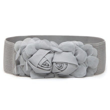 Fashion Women Girl Chiffon Flower Double Rose Flower Elastic Stretch Waist Belt SM6