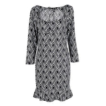 Fashion Women Lady Slim Trumpet Black and White Printed Pleated Mini Dress S-XL SM6