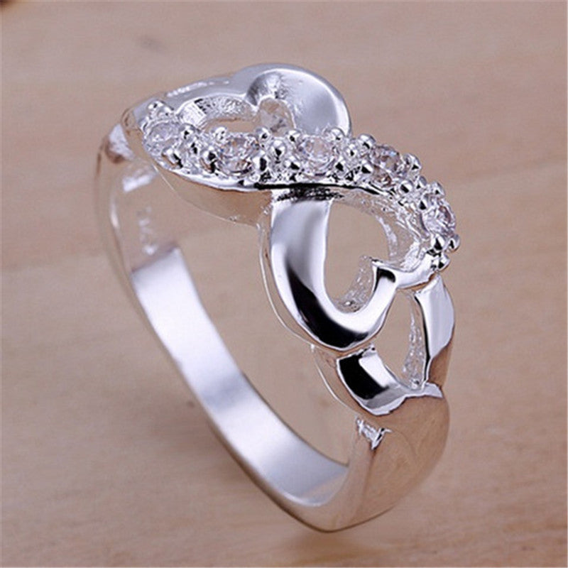 Women Lovely 8-Shaped Rings Silver Plated Rhinestone Rings Women's Gifts Jewelry s  SM6