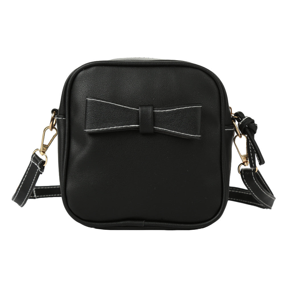 Women Mini Crossbody Bags Soft PU Bow Solid Color Casual Small Shoulder Messenger Bag BlackGreyBeige Small Square Bag SM6