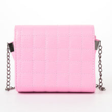 Women Mini Crossbody Bags Soft PU Solid Color Plaid Casual Small Shoulder Messenger Bag BlueGreyPink Metal Chain Bag SM6