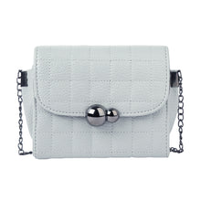 Women Mini Crossbody Bags Soft PU Solid Color Plaid Casual Small Shoulder Messenger Bag BlueGreyPink Metal Chain Bag SM6