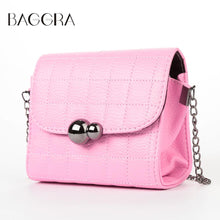 Women Mini Crossbody Bags Soft PU Solid Color Plaid Casual Small Shoulder Messenger Bag BlueGreyPink Metal Chain Bag SM6