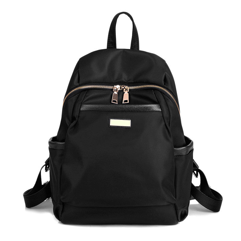 Women Nylon Backpack Leather Splicing Mochilas Mujer Metal Zipper Casual Waterproof Schoolbag School Girls Travel Bag SM6