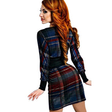 Fashion Women Plaid Long Sleeve Bodycon Dress O-Neck Slim Sexy Pencil Dresses VestidosSM6