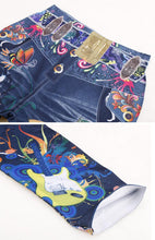 Women Sexy Leggings Buttlefly Flower Printed Imitation Jeans Elastic Slim Punk Style Faux Denim Pencil Pants SM6