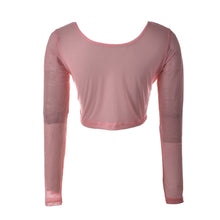 Women Sexy Slim Semi-transparent Mesh Crop Tops Girl Long Sleeve Short Tees Single Layer Mesh SM6