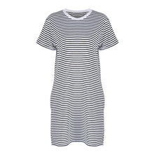 Fashion Women Strip Loose T Shirt Top Short Sleeve Casual Mini Shirt Dress SM6