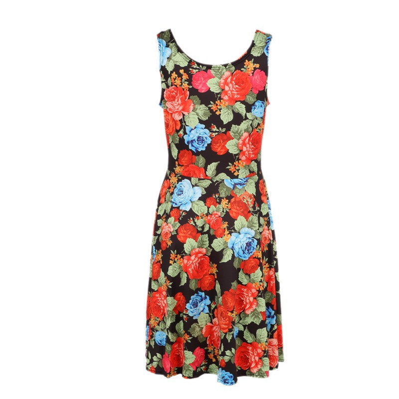 Fashion Women Beach Casual Floral Print Evening Party Short Mini Dress vestidos de festa SM6