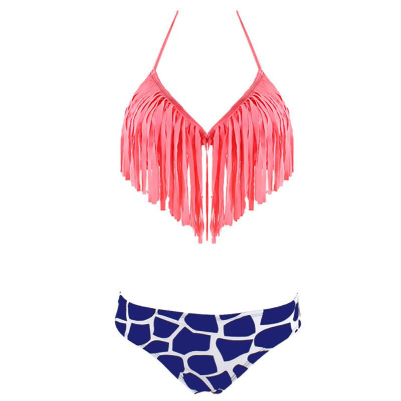 Fashion Women Tassel Bikini Bandage Push-Up Swimsuit Bathing Beachwear Swimwear SM6