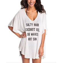 Fashion Women's Casual Short Sleeve T-shirts V-neck Letter Printed Blouse Tops Dress New SM6