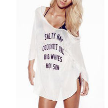 Fashion Women's Casual Short Sleeve T-shirts V-neck Letter Printed Blouse Tops Dress New SM6