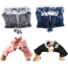 Fashion Women's Faux Rabbit Fur Hand Wrist Warmer Half Finger Gloves Glove 13 Colors PY6 SM6
