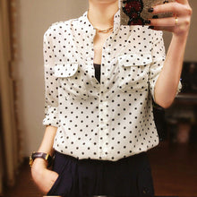 Women's White Blouse Long Sleeve Casual Shirt Polka Dot Print Shirt Plus Size Tops Blusas Femininas SM6