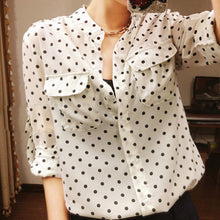 Women's White Blouse Long Sleeve Casual Shirt Polka Dot Print Shirt Plus Size Tops Blusas Femininas SM6