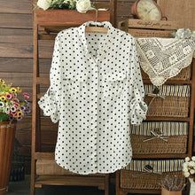 Women's White Blouse Long Sleeve Casual Shirt Polka Dot Print Shirt Plus Size Tops Blusas Femininas SM6