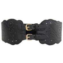 Fashion Womens Double Buckle Elastic Waist Belt Wide Stretch Corset Waistband SM6