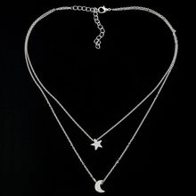 jewelry copper alloy chain link star moon layer pendant necklace gift for women girl SM6