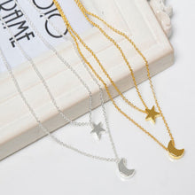 jewelry copper alloy chain link star moon layer pendant necklace gift for women girl SM6