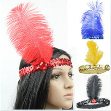 Feather Headband 1920's Flapper Sequin Headpiece Costume Head Band Party Favor Headwear SM6