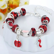 For Women Jewelry Pulsera Mujer Femme Charm Bracelets Cute Ladybird Beads Chain Bracelet SM6