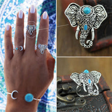 For Women Men Beach Unique Carving Tibetan Silver Plated Ring Elephant Ring S Bohemia Vintage Punk Rings SM6