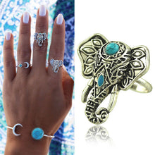For Women Men Beach Unique Carving Tibetan Silver Plated Ring Elephant Ring S Bohemia Vintage Punk Rings SM6
