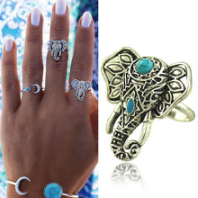 For Women Men Beach Unique Carving Tibetan Silver Plated Ring Elephant Ring S Bohemia Vintage Punk Rings SM6
