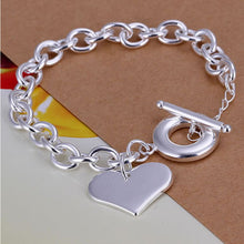 For Women Silver Plated Jewelry Toggle Clasps Charm Bracelets Trendy Heart Design Link Chain Bracelet SM6
