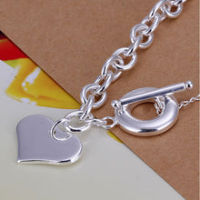 For Women Silver Plated Jewelry Toggle Clasps Charm Bracelets Trendy Heart Design Link Chain Bracelet SM6
