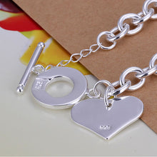 For Women Silver Plated Jewelry Toggle Clasps Charm Bracelets Trendy Heart Design Link Chain Bracelet SM6