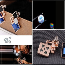 For Women Trendy Jewelry Elegant Cube Earrings Blue Geometric Rhinestone Crystal Stud Earrings SM6