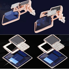 For Women Trendy Jewelry Elegant Cube Earrings Blue Geometric Rhinestone Crystal Stud Earrings SM6