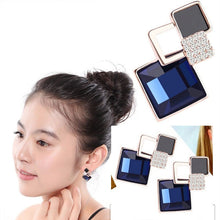 For Women Trendy Jewelry Elegant Cube Earrings Blue Geometric Rhinestone Crystal Stud Earrings SM6