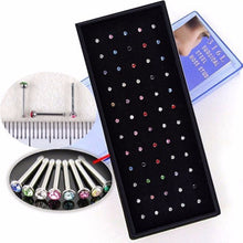 For Your Choice Women Trendy Crystal Rhinestone Bulk Bone Straight Stud Bar Piercing Nose Ring 40pcs pack 2 Colors SM6